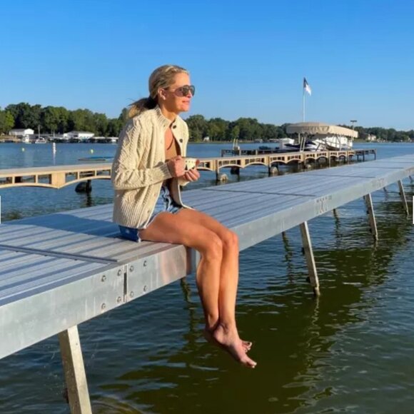 L.L. Bean Signature Cotton Fisherman Sweater Short Cardigan Beige Women Reg (S) - Picture 8 of 8